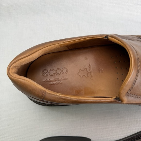 Ecco Holton Shoes Mens Loafer Brown Leather Apron Toe Comfort Slip On Size 10 - Picture 5 of 14